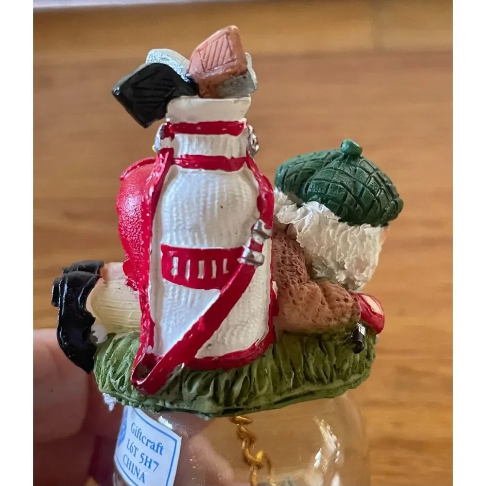 Vintage Giftcraft Golf Gnome Glass Bell Mouse Golf Ball Clapper Collectible